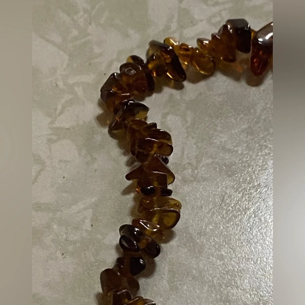 Genuine Amber Chip Bead Necklace #5026 💎